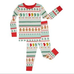 Little Sleepies Christmas Pajamas Gingerbread Stockings Trees Sz 3T